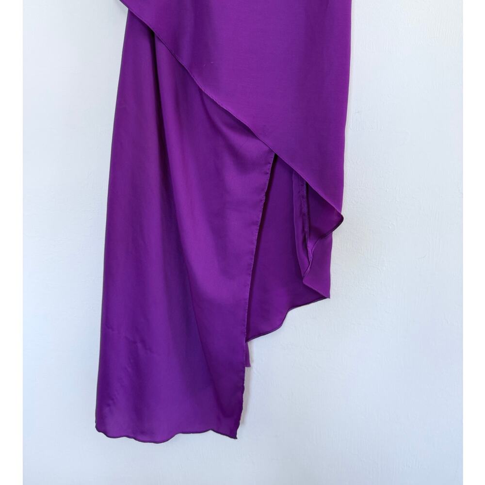 rare PATTY ANG Atelier bright orchid purple silky sleeveless hi lo midi dress - Picture 6 of 8
